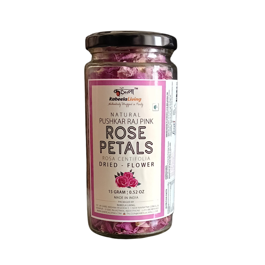 Natural Pushkar Raj Pink Rose Petals – Dried Flower (15g) | Rosa Centifolia