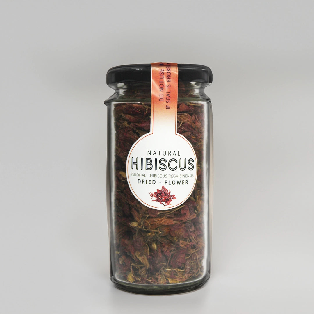 Dried Hibiscus Flower 40g Jar, Gudhal Dried Flowers, Hibiscus Rosa Sinensis for Iced Tea, Hair and Skin Care, Gudhal For Face Pack and Dull Hair & Dry Scalp, Promotes Hair Growth