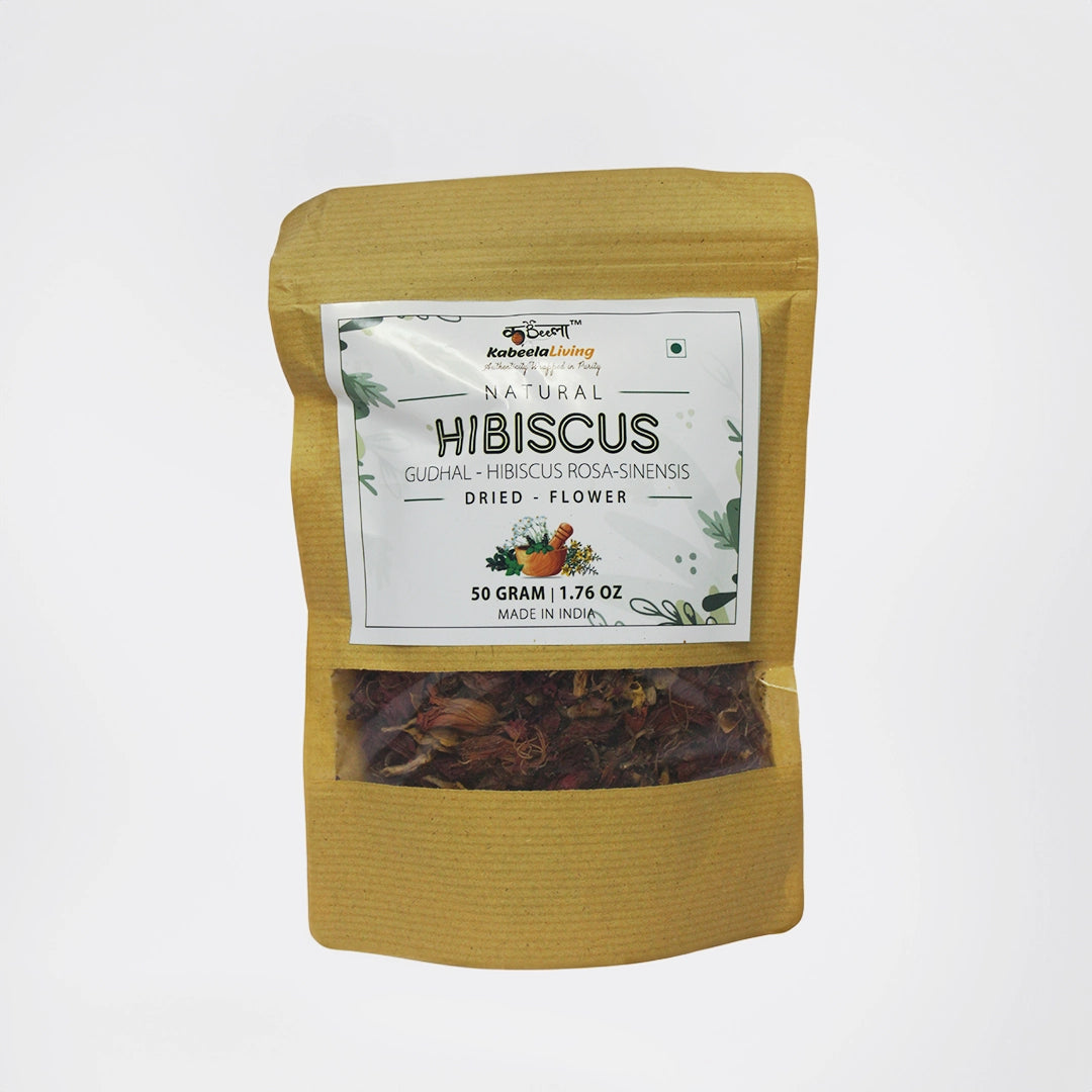 Dried Hibiscus Flower 50g Pouch, Gudhal Dried Flowers, Hibiscus Rosa Sinensis for Iced Tea, Hair and Skin Care, Gudhal For Face Pack and Dull Hair & Dry Scalp, Promotes Hair Growth