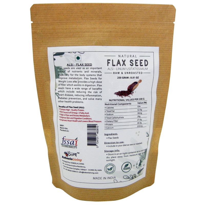 Natural Flax Seeds (Alsi) | Raw Unroasted | Rich in Omega-3 Fatty Acids | Protein and Fibre Rich Super Food ( 250 gm )