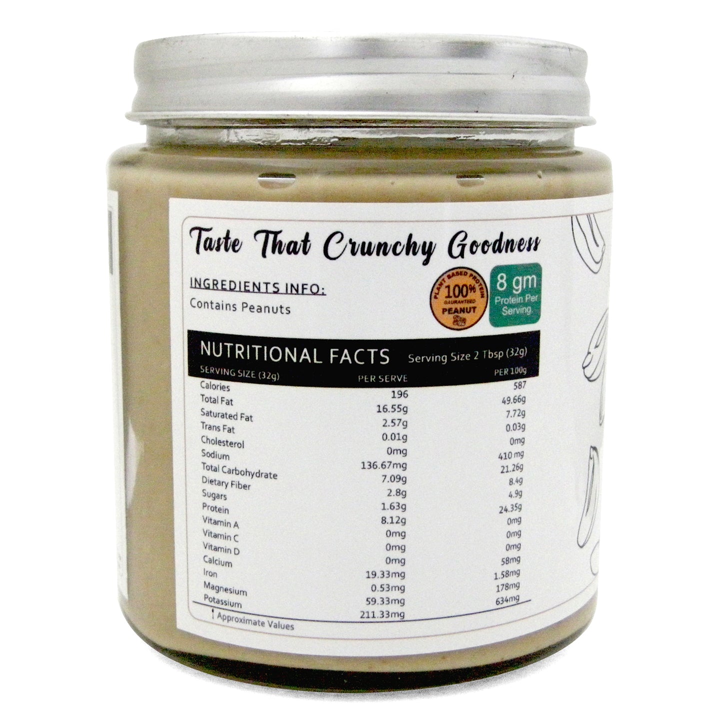 Kabeela Living Crunchy Natural Peanut Butter, 100 % Peanut. No ingredient !!!