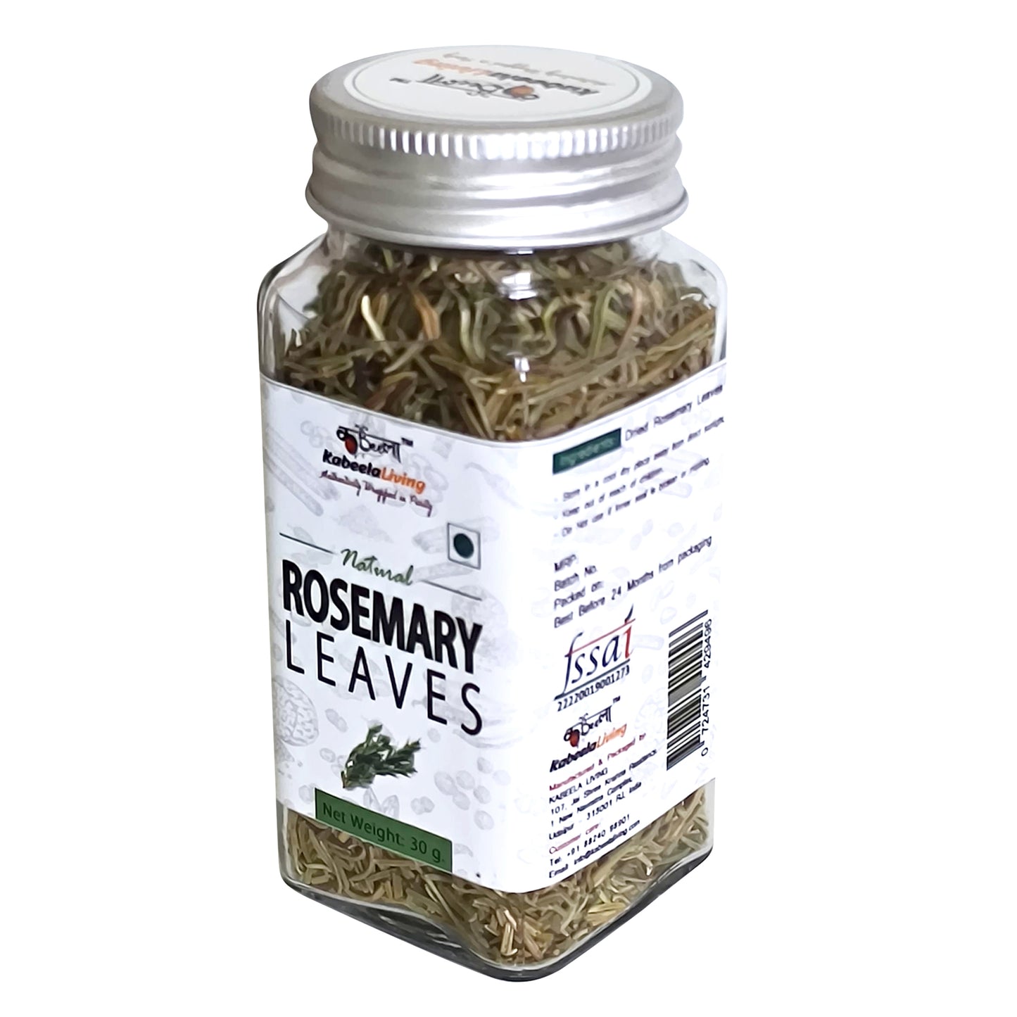 Rosemary by Kabeela Living | Set of 2 x 30g Bottles | Dried Leaves | Seasoning for Bread, Focaccia, Pizza, Pasta, Marinades And Soups | No Artificial Flavour And Colours |