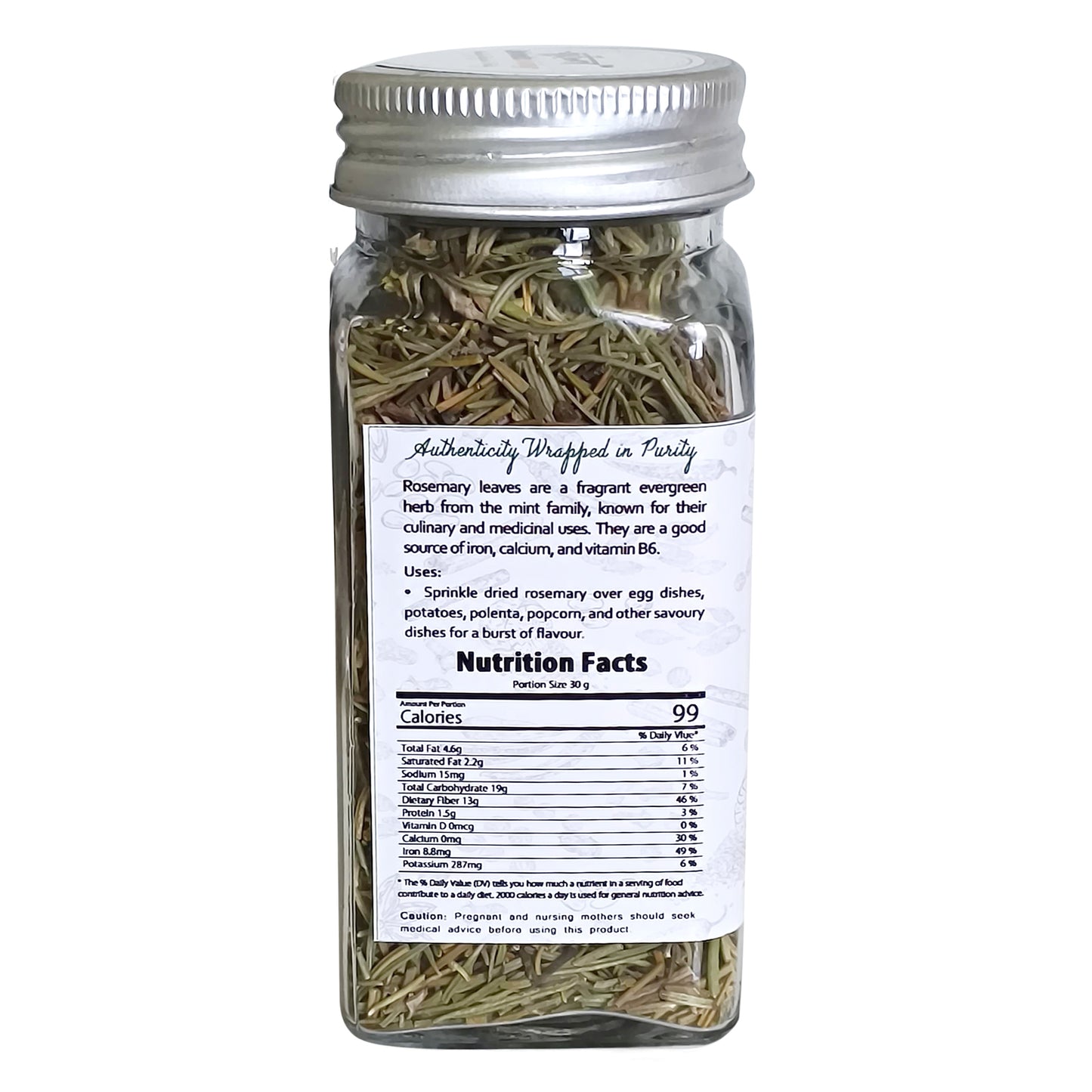 Rosemary by Kabeela Living | Set of 2 x 30g Bottles | Dried Leaves | Seasoning for Bread, Focaccia, Pizza, Pasta, Marinades And Soups | No Artificial Flavour And Colours |