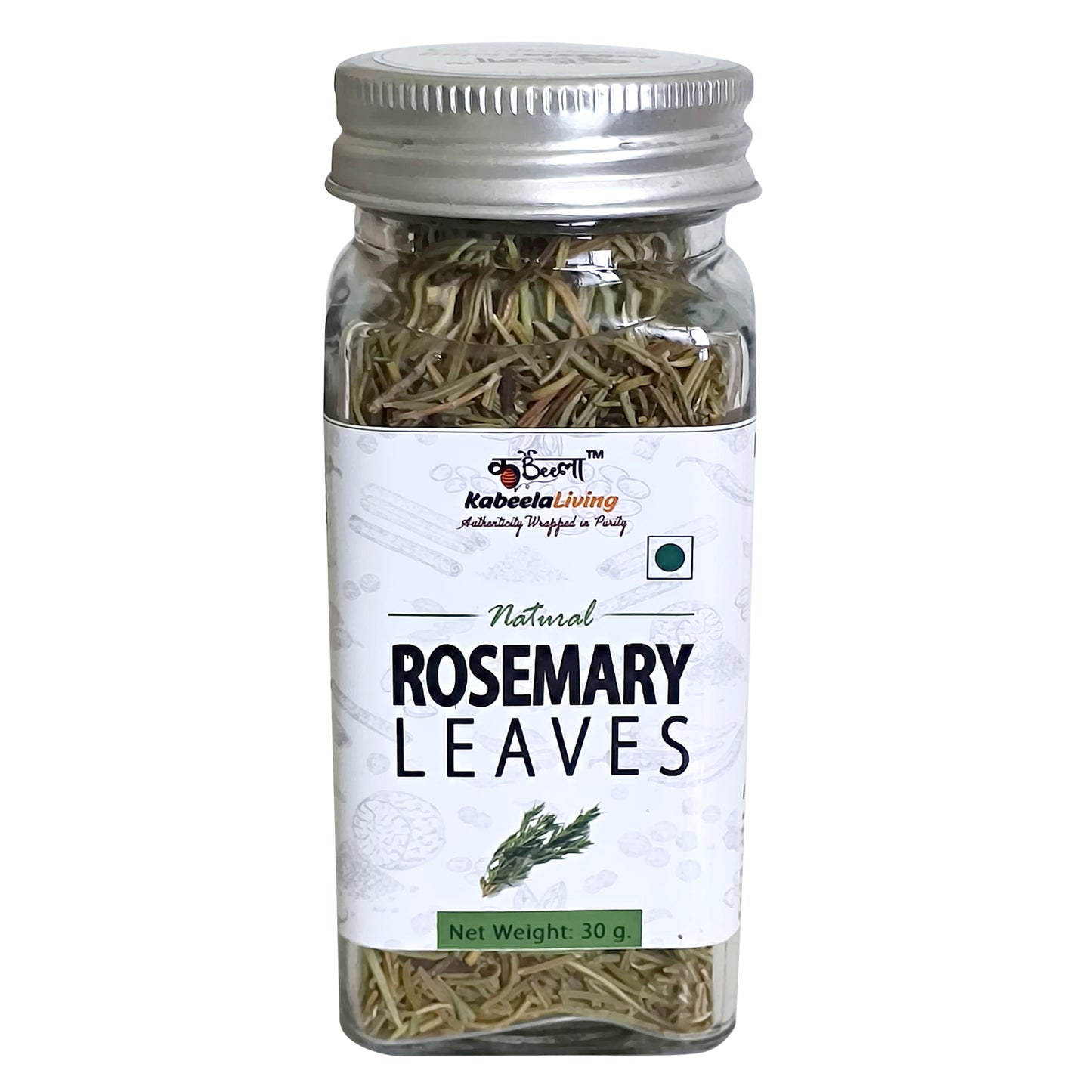 Rosemary by Kabeela Living | Set of 2 x 30g Bottles | Dried Leaves | Seasoning for Bread, Focaccia, Pizza, Pasta, Marinades And Soups | No Artificial Flavour And Colours |