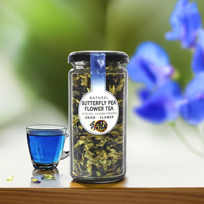 Dried Butterfly Pea Flower | Blue Tea | Caffeine free- Vegan Calming Tea, Brain Stimulant, Rich in Antioxidants – 40g