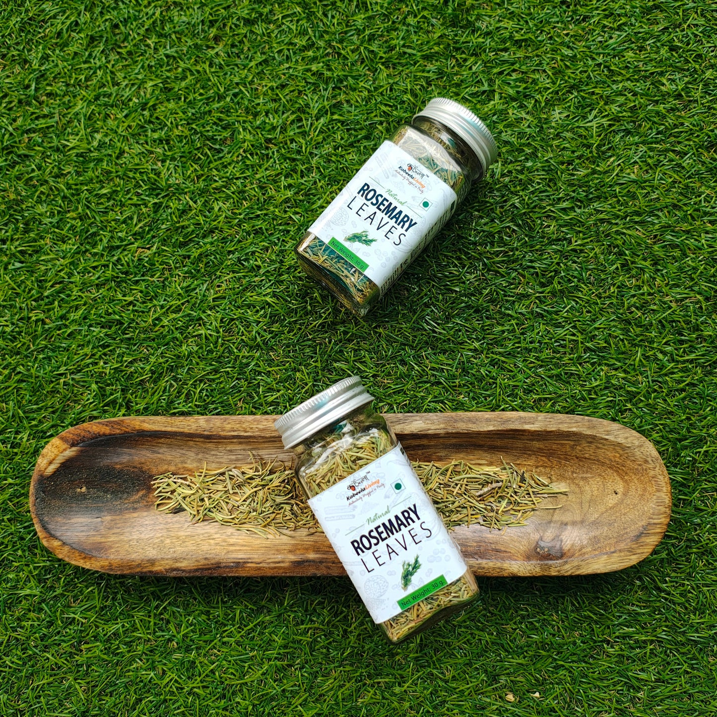 Rosemary by Kabeela Living | Set of 2 x 30g Bottles | Dried Leaves | Seasoning for Bread, Focaccia, Pizza, Pasta, Marinades And Soups | No Artificial Flavour And Colours |