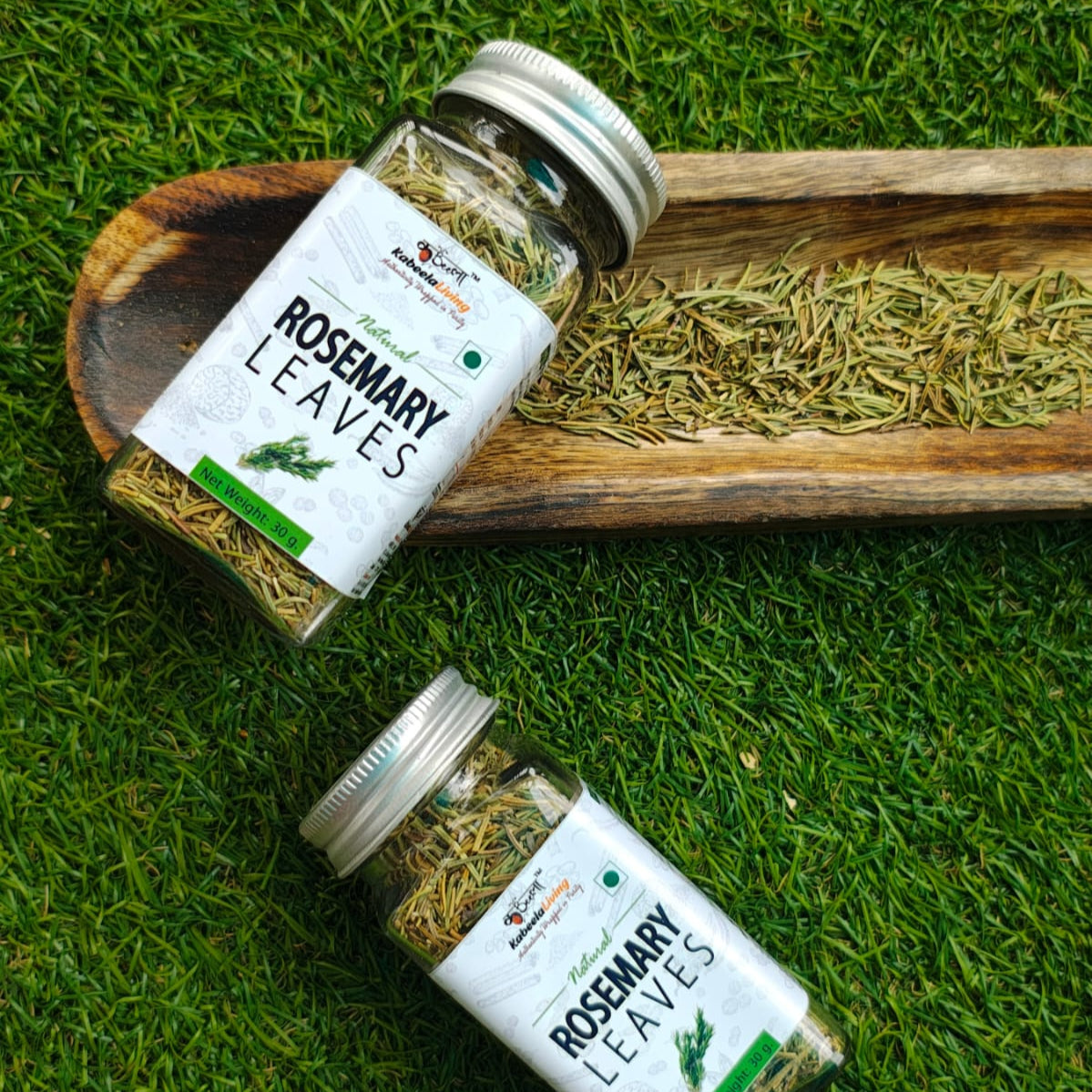 Rosemary by Kabeela Living | Set of 2 x 30g Bottles | Dried Leaves | Seasoning for Bread, Focaccia, Pizza, Pasta, Marinades And Soups | No Artificial Flavour And Colours |