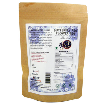 Dried Butterfly Pea Flower | Blue Tea | Caffeine free- Vegan Calming Tea, Brain Stimulant, Rich in Antioxidants – 50g